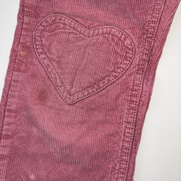 Mini Boden Corduroy Pants Girls 7Y Pink Heart Knees Adjustable Drawstring - Picture 2 of 7